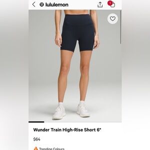 Lululemon Wunder Train High-Rise Shorts 6” Navy 8